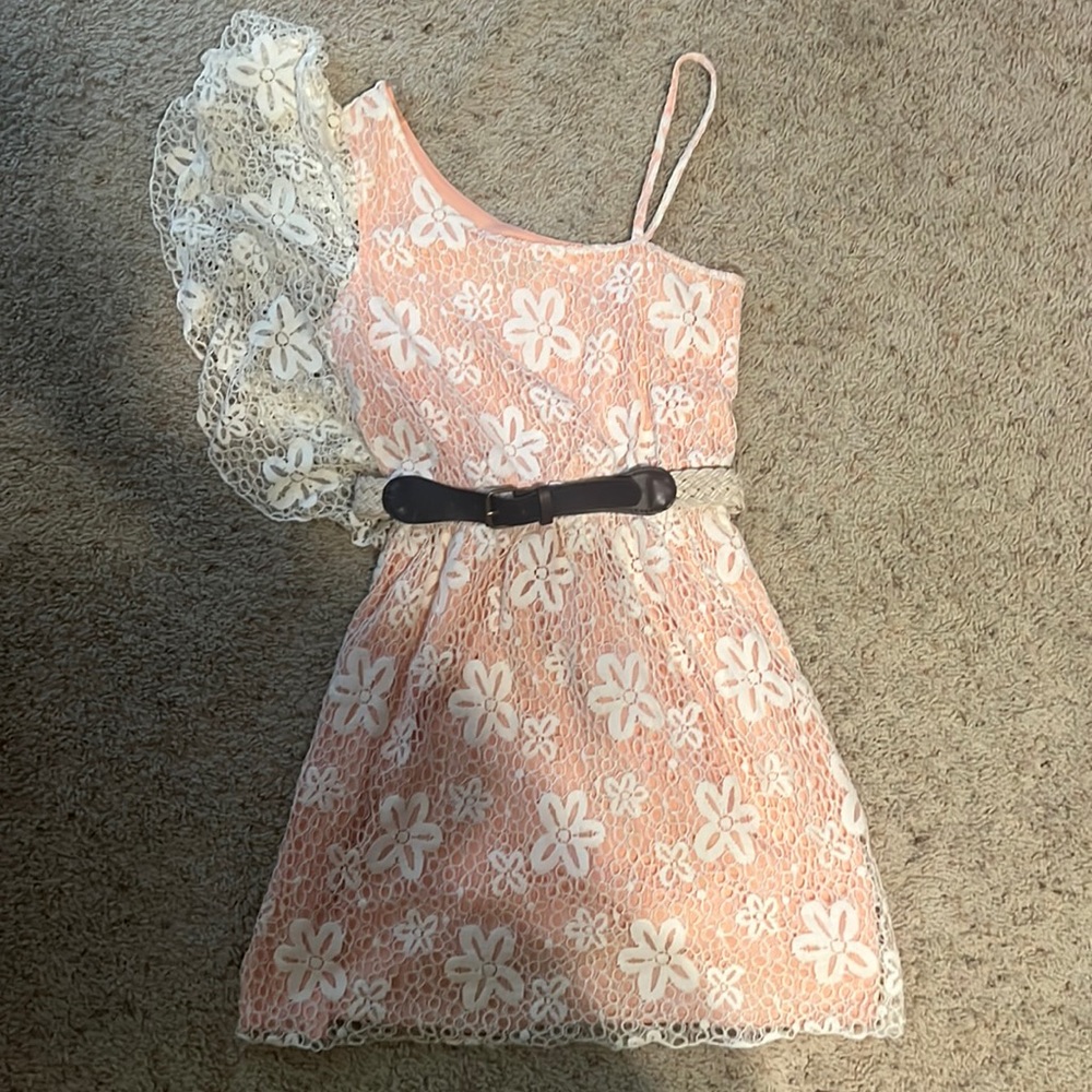 Pink and ivory floral dress